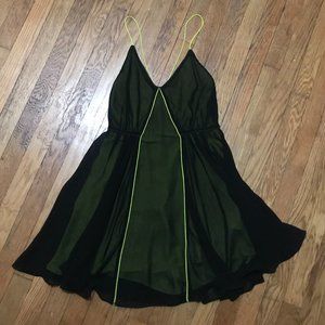 black flowy a-line strapy sexy dress